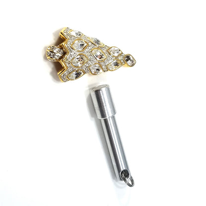 Swarovski Christmas Tree Brooch, 1996 Collectible, Skewed Navette Rhinestones, Vintage Jewelry