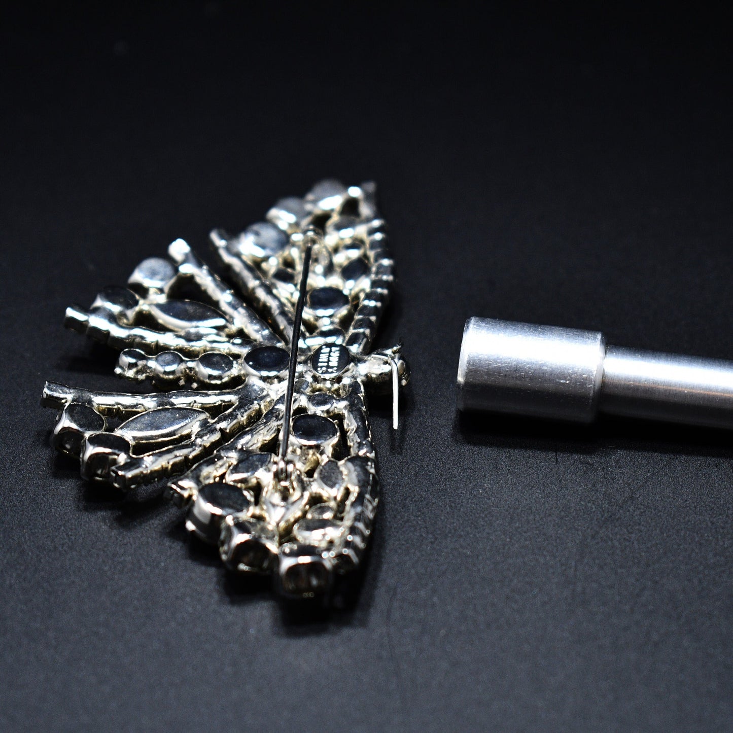 Tammey Jewels Clear Rhinestone Butterfly Brooch, 1960s Vintage Jewelry