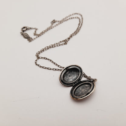 Vintage Catherine Popesco Sterling Silver Plated Locket Oval Necklace, 18"