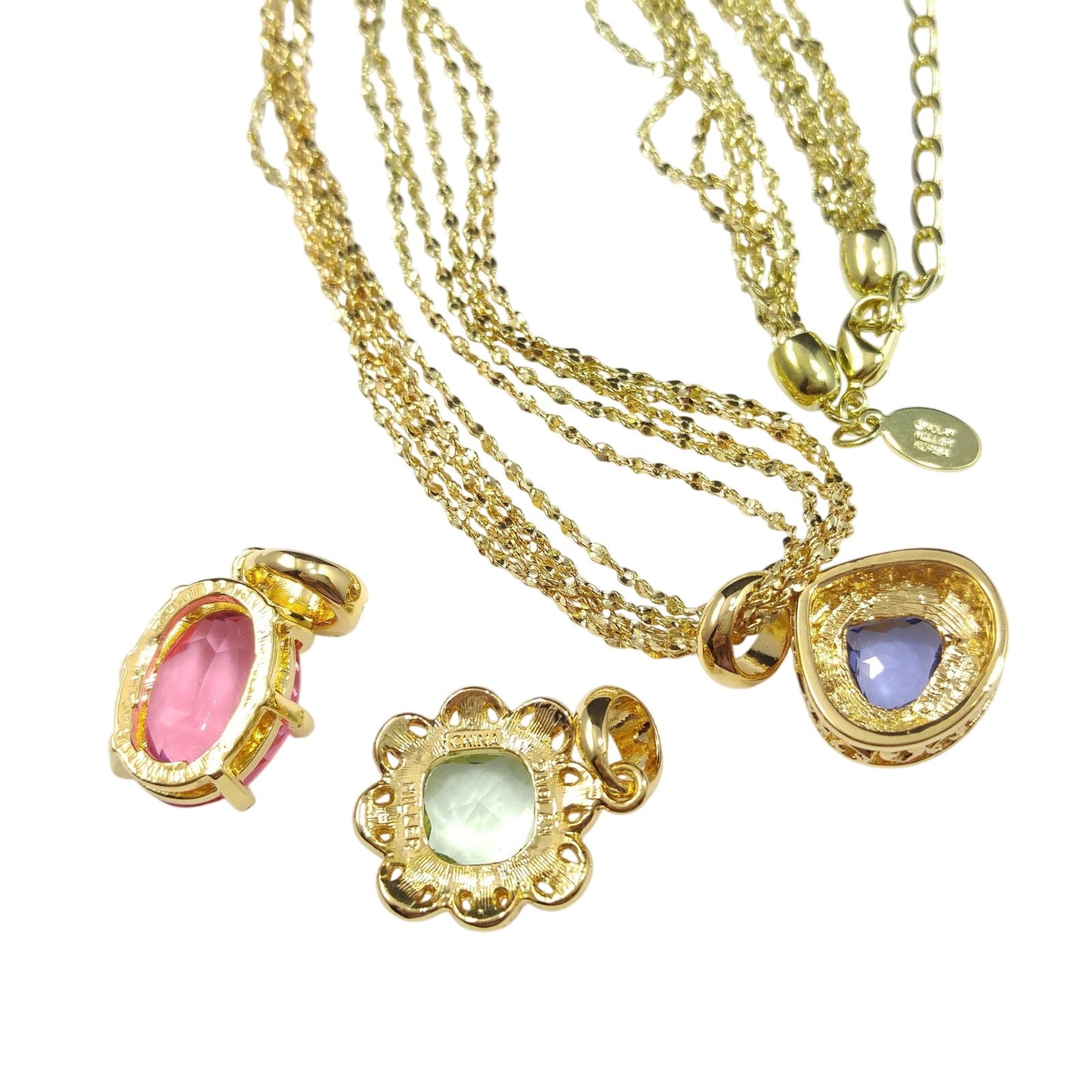 Vintage Nolan Miller Necklace & Three Austrian Crystal Pendants, 1990s