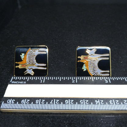 Laurel Burch "Fantasy Friends" Post Earrings, Gold Plated, 1980s Vintage Jewelry