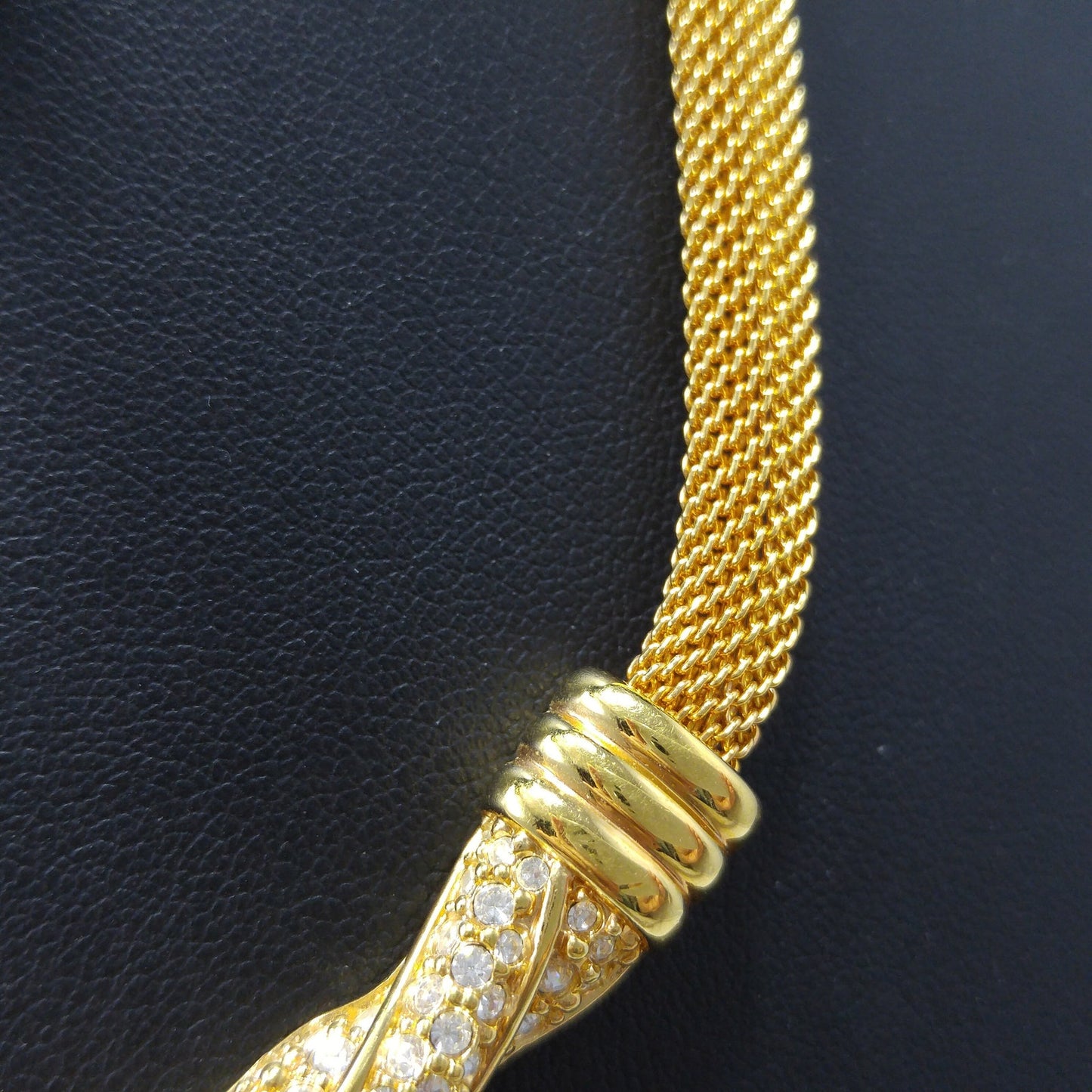 Vintage Swarovski Mesh Necklace & Earrings Set – Gold Plated with Rhinestones