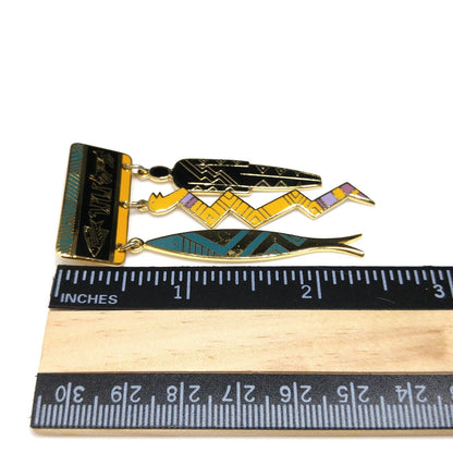 Laurel Burch "Artifacts" Brooch, Fish Snake Man, Gold Plated, 1980s Vintage
