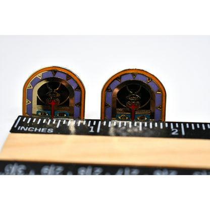 Laurel Burch "Kubera" Mask Tribal Post Earrings, Cloisonne Enamel, 1980s