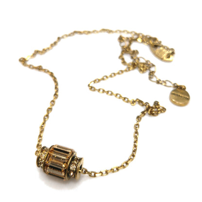 Vintage Givenchy Barrel Pendant Necklace, Topaz & Clear Rhinestones, 1990s