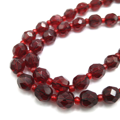Hobe' Garnet Red Beaded Necklace, Original Tag, 1960s Vintage Jewelry