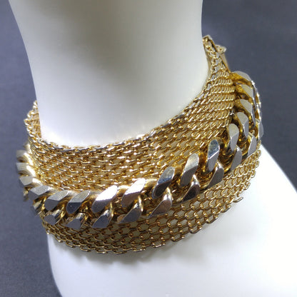 Hattie Carnegie Mesh Chain Bracelet, Gold Plated, 1950s Vintage Jewelry