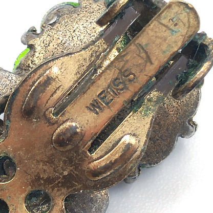 Weiss Margarita Rhinestone Wreath Brooch and Earrings Set – 1950s Vintage Jewelry