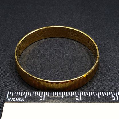 Crown Trifari Gold Plated Bangle Bracelet, Size M, 1960s Vintage Jewelry
