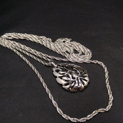Crown Trifari Pendant Long Necklace, Layered Look, 1960s Vintage Jewelry