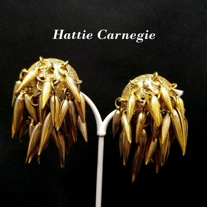 Hattie Carnegie Atomic Earrings, Gold Plated, Mid-Century Modern Vintage Jewelry
