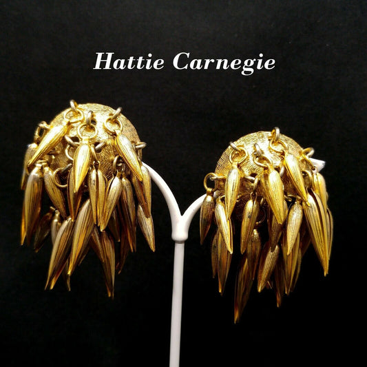Hattie Carnegie Atomic Earrings, Gold Plated, Mid-Century Modern Vintage Jewelry