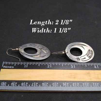 Silver Navajo Handmade Earrings, Unknown Mark, Vintage Jewelry