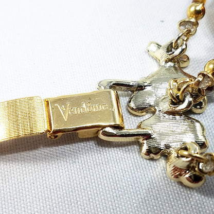 Vintage Vendome 4-Strand Beaded Bracelet Crystals Satin Glass Gold Clasp 7.5"