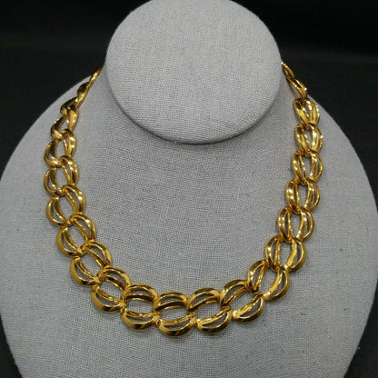 Vintage Napier Gold Tone Chunky Link Necklace 16" Wide Choker Pat. 4,774,743
