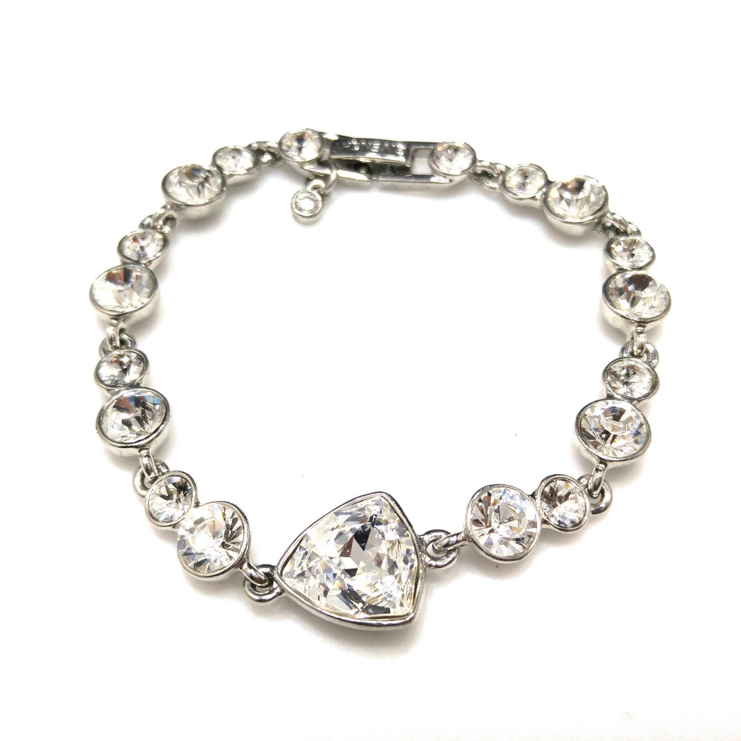 Vintage Givenchy Bracelet – Clear Rhinestone Links, Rhodium Plate, 1990s