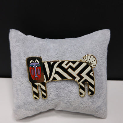 Laurel Burch "Zzzebra" Brooch, Gold Plated, 1980s Vintage Jewelry