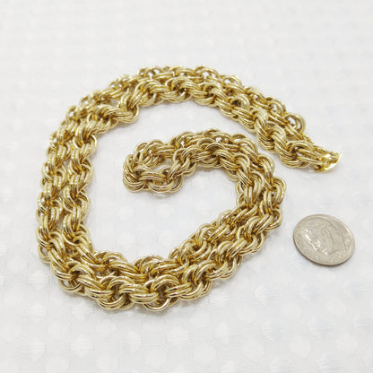 Trifari TM Rolo Rope Chain Necklace, Gold Plated, 1990s Vintage Jewelry