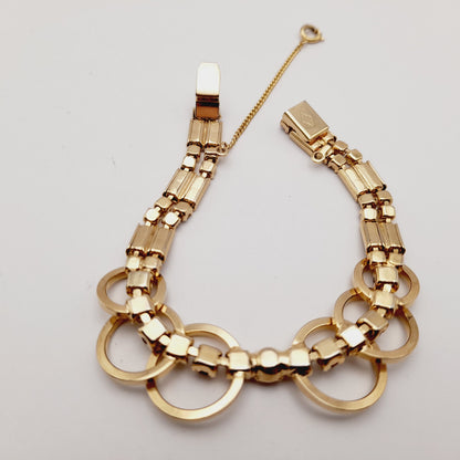 Vintage Sarah Coventry Looped Clear Rhinestone Bracelet – Gold Tone Designer Jewelry