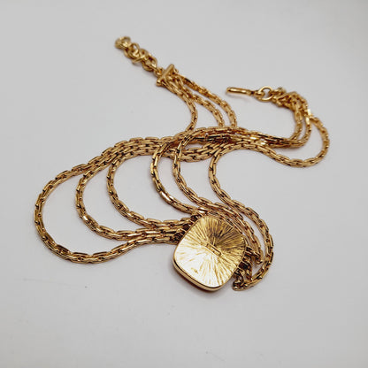 Vintage Monet Cream Cabochon Necklace Gold Plated 18 Inch Signed Pendant