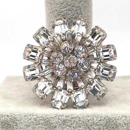 Vintage WEISS Clear Crystal Rhinestone Wedding Brooch