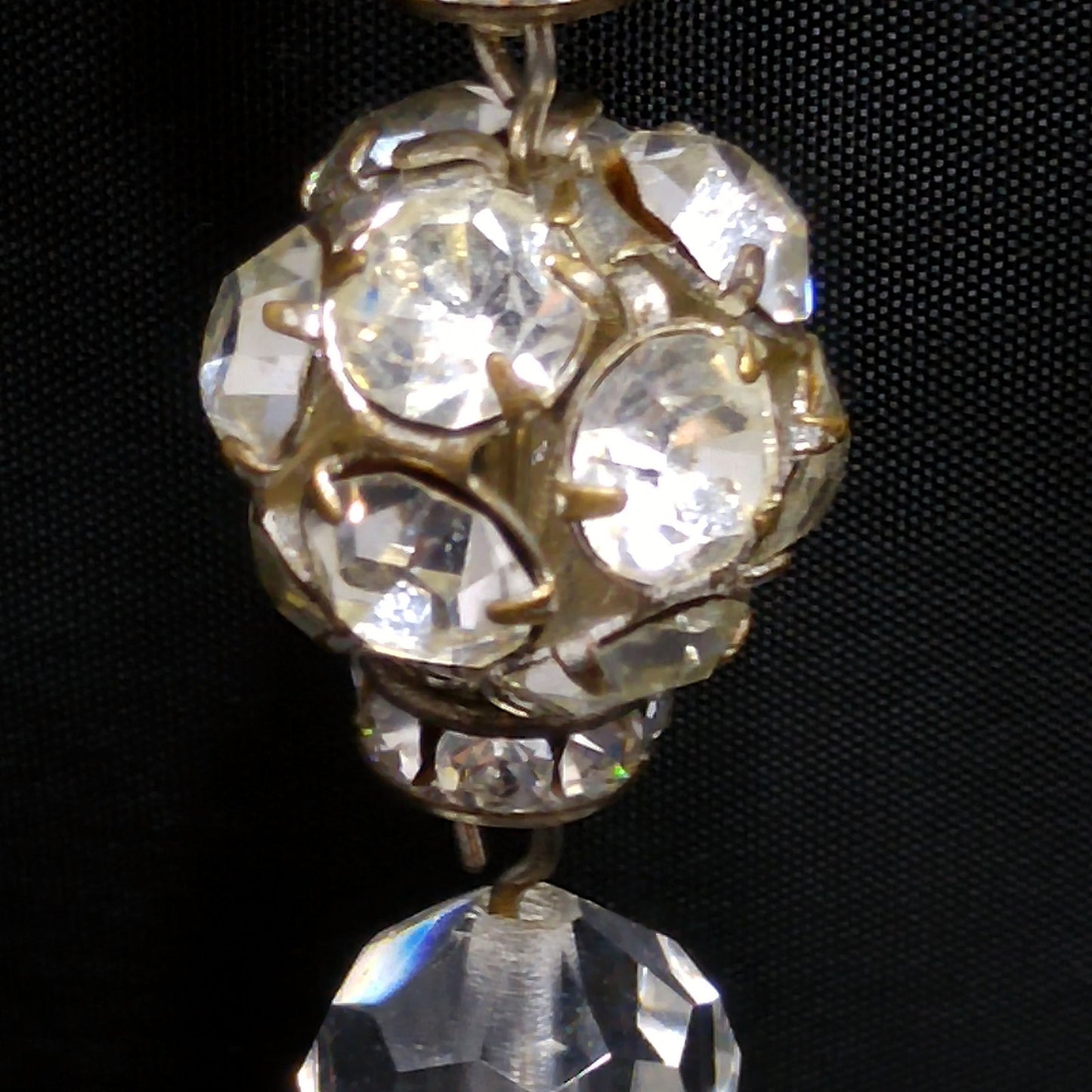 Vintage Diane Lauren Long Crystal Drop Earrings 1980s Clip On Runway Signed