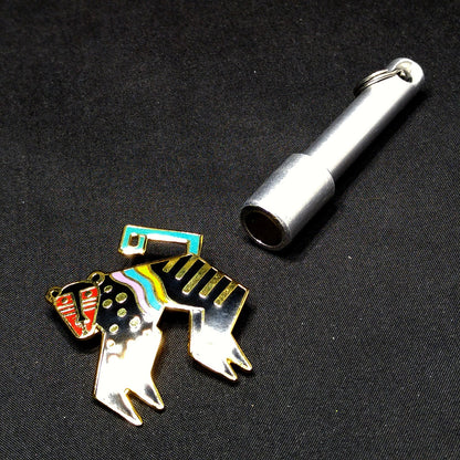 Laurel Burch "Mythical Monkey" Brooch, Gold Plated Cloisonne Enamel, 1980s