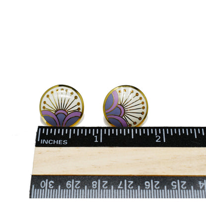 Laurel Burch "Kirin" Cloisonne Earrings, Gold Plated, 1980s Vintage Jewelry