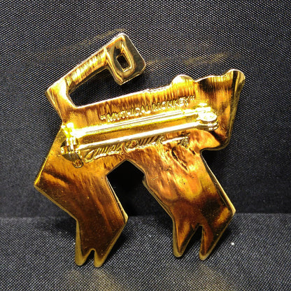 Laurel Burch "Mythical Monkey" Brooch, Gold Plated Cloisonne Enamel, 1980s