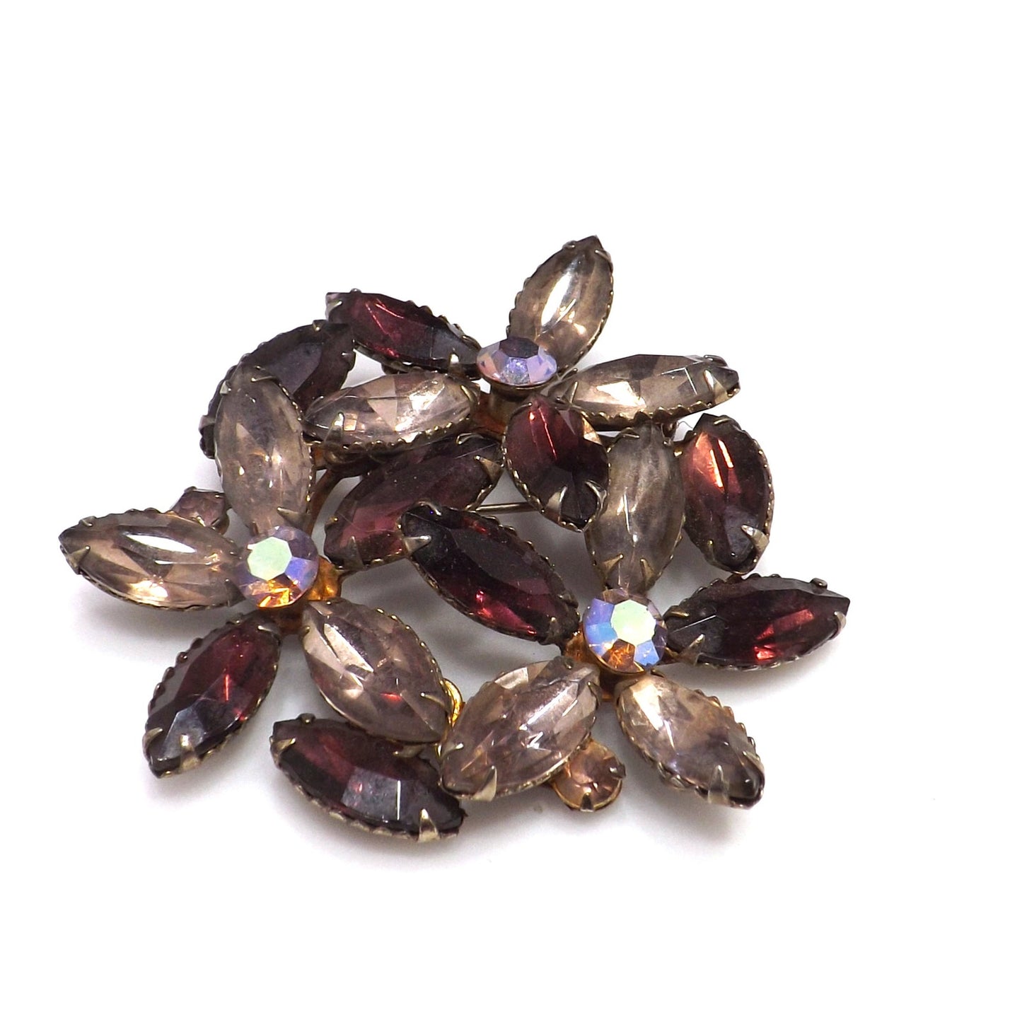 Floral Purple Lilac Floral Brooch, Riveted Construction, 1950s Vintage Jewelry