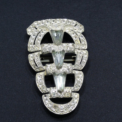 Vintage Clear Rhinestone Ladies Belt Buckle, Pot Metal, 1930s Vintage Accessories