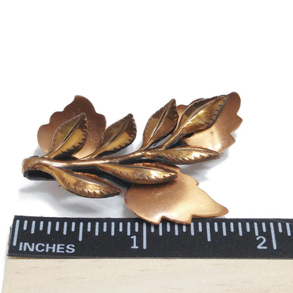 Renoir "Multi Leaves" Gilded Copper Brooch, 1960s Vintage Jewelry