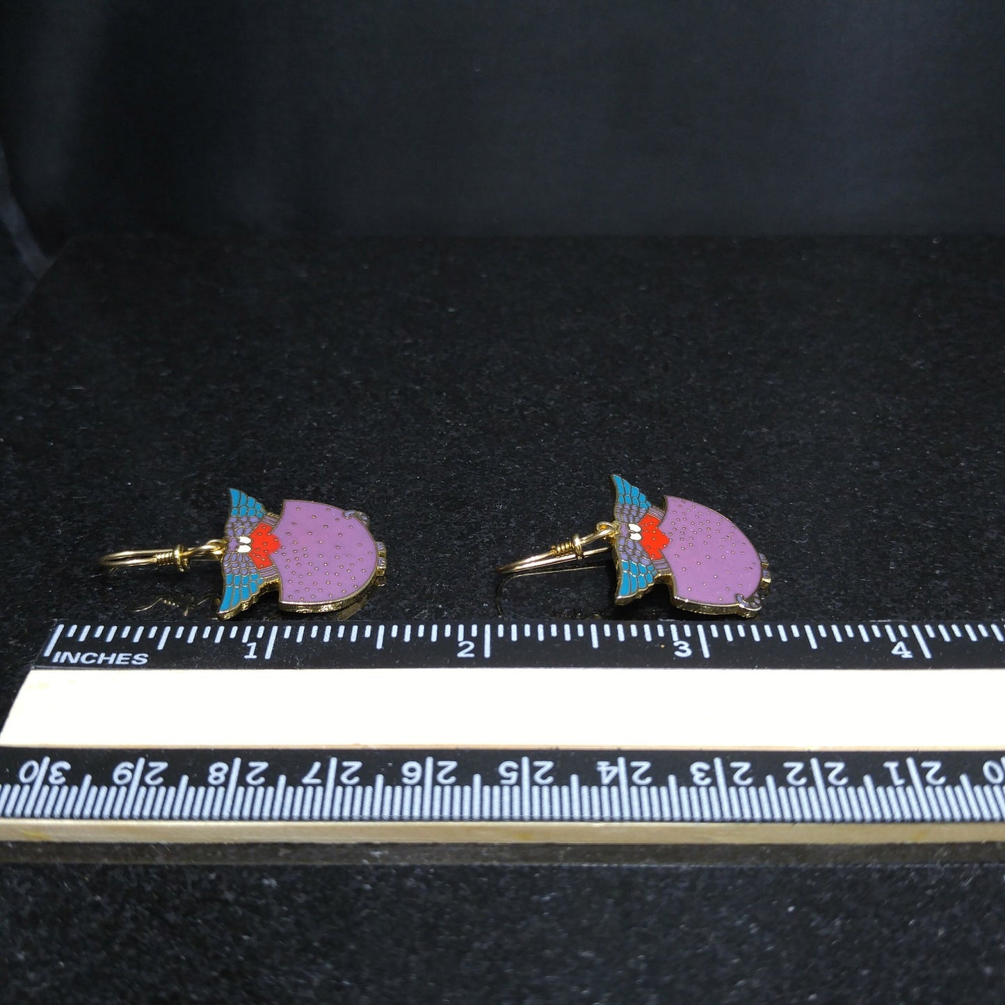 Laurel Burch "Angelicat" Earrings, Gold Plated Cloisonne & Enamel, 1980s