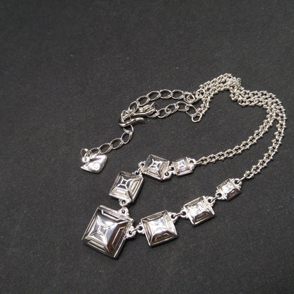 Vintage Swarovski Choker Necklace – Clear Crystal Squares, Rhodium Plated, 1990s