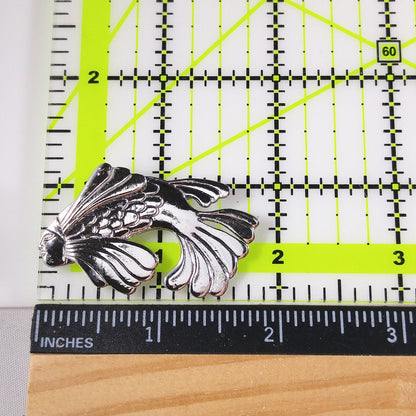 Laurel Burch Fish With Human Face Brooch, Rhodium Plated, 1980s Vintage Jewelry