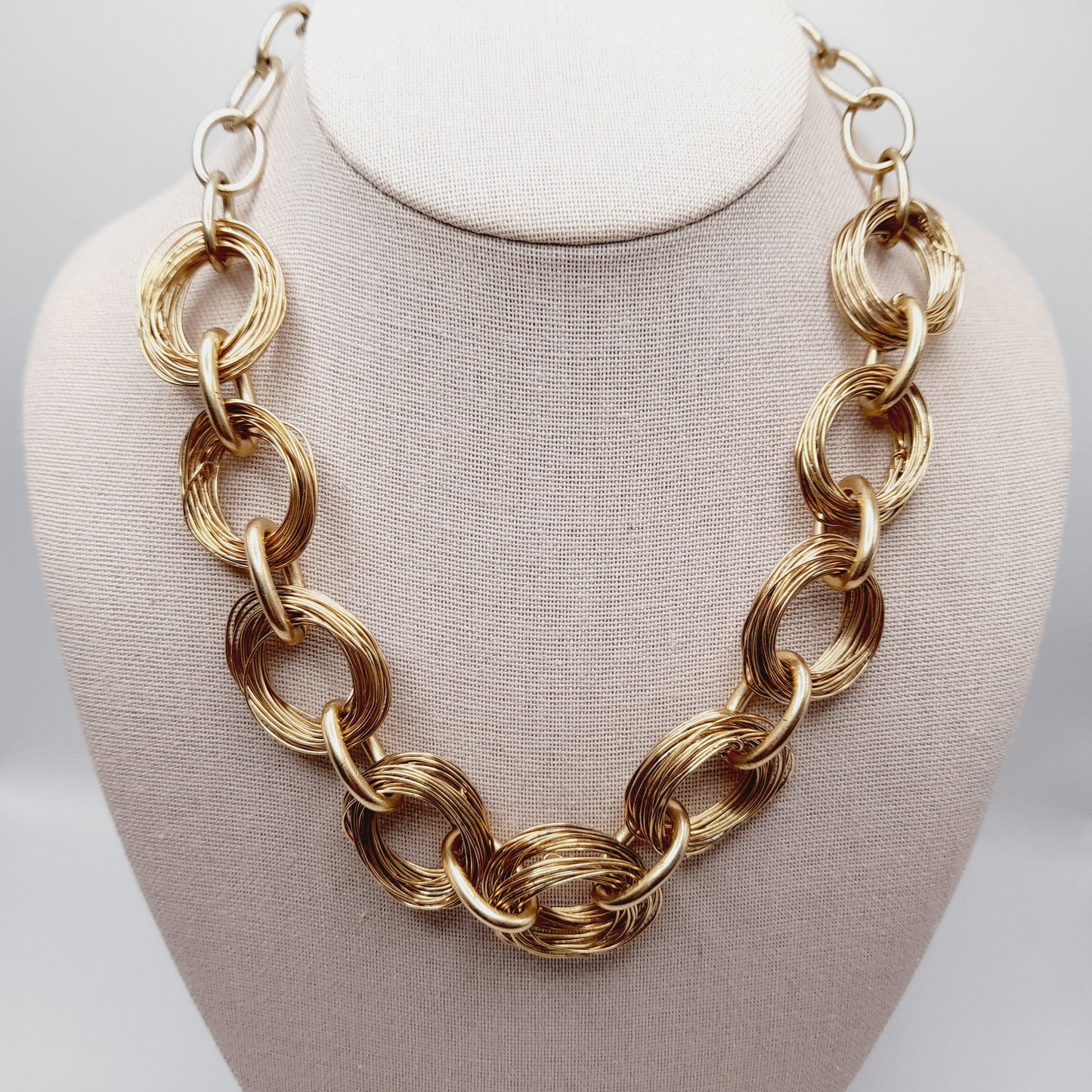 Vintage SIGRID OLSEN Wire Wrapped 19 Inch Wide Gold Tone Necklace