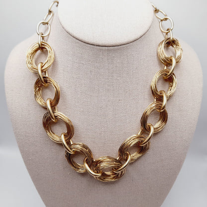 Vintage SIGRID OLSEN Wire Wrapped 19 Inch Wide Gold Tone Necklace