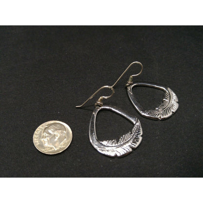 Laurel Burch Palm Leaf Dangle Earrings, Rhodium Plated, 1980s Vintage Jewelry
