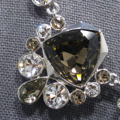 Givenchy Smoky Rhinestone Choker Necklace – 1990s Vintage Jewelry, Rhodium Plated Adjustable Length 16–19 Inches