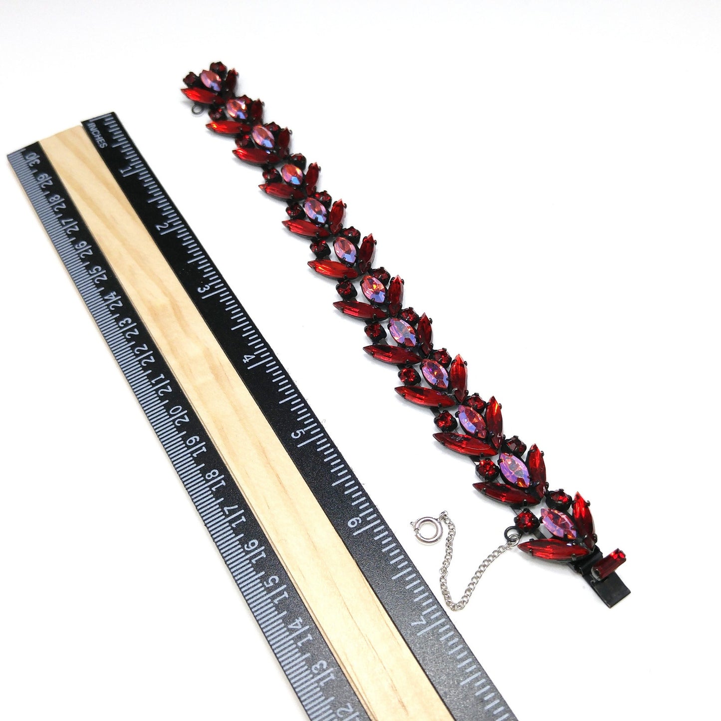 Regency Jewels Red & Pink Japanned Bracelet, 1970s Vintage Jewelry