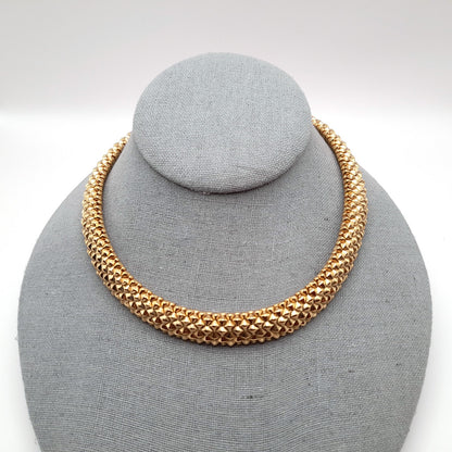 Ciner Vintage Gold Plated Brutalist Choker Necklace