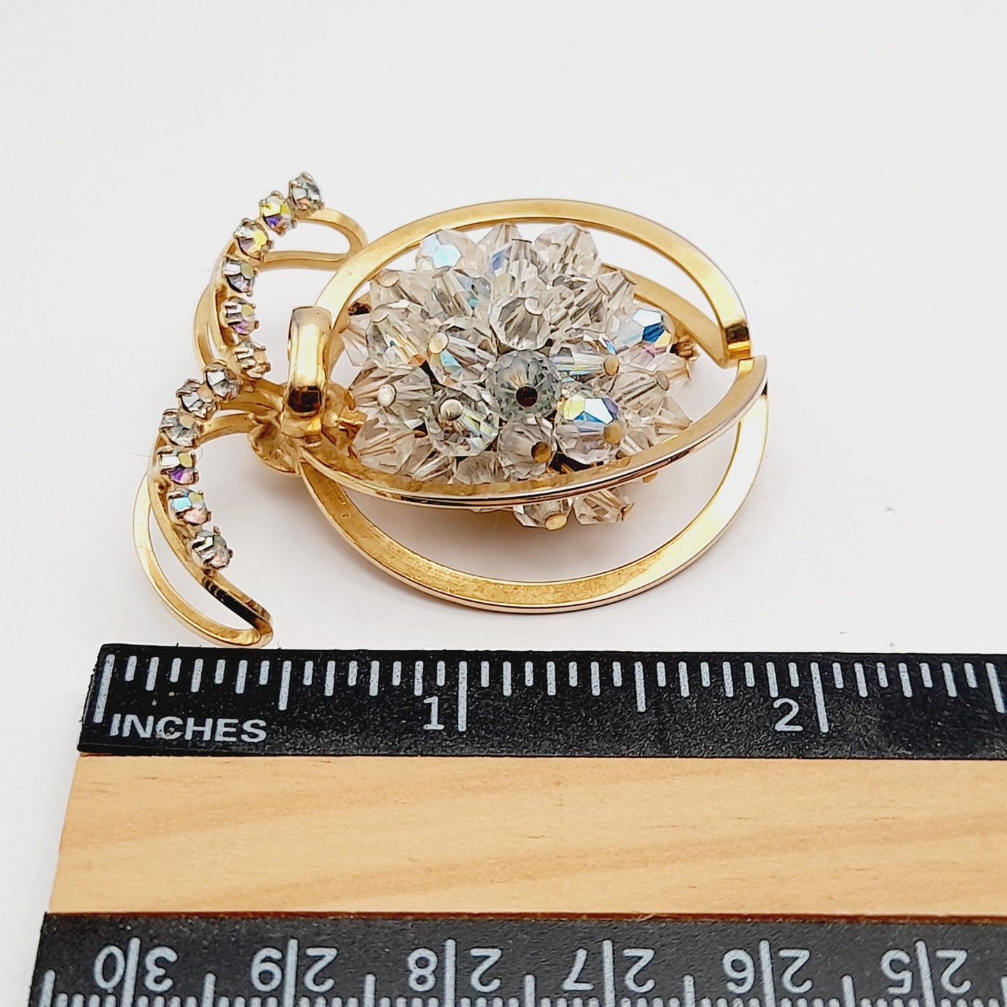 Vintage Aurora Borealis Crystal Fruit Brooch – Rhinestone Beaded Mid Century Jewelry