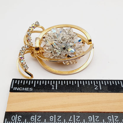 Vintage Aurora Borealis Crystal Fruit Brooch – Rhinestone Beaded Mid Century Jewelry