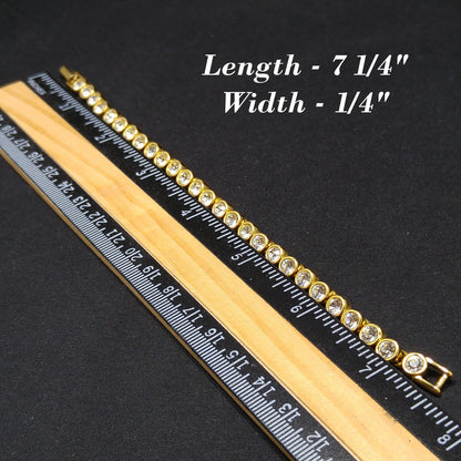 Vintage Swarovski Bracelet – Clear Rhinestone Bezel Set – Gold Plated Link