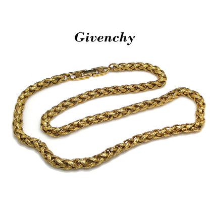 Givenchy Textured 18K Gold-plated Wheat Braid Link Chain Necklace, 24 1/2 Inches, 1980s Vintage Jewelry