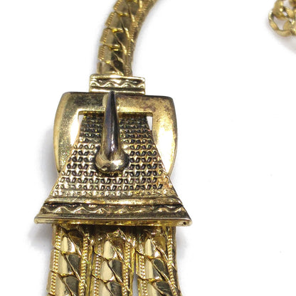 Whiting & Davis Buckle Necklace, Gold Plated, 1940s Vintage Jewelry