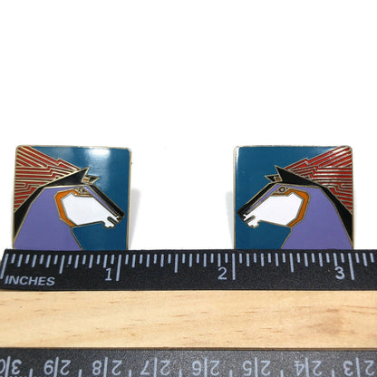 Vintage Laurel Burch "Stallion" Horse Post Earrings, Gold Plated, 1980s