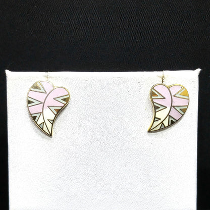 Laurel Burch "Petite Petal" Post Earrings, Lavender Leaves, Gold Plated, 1980s