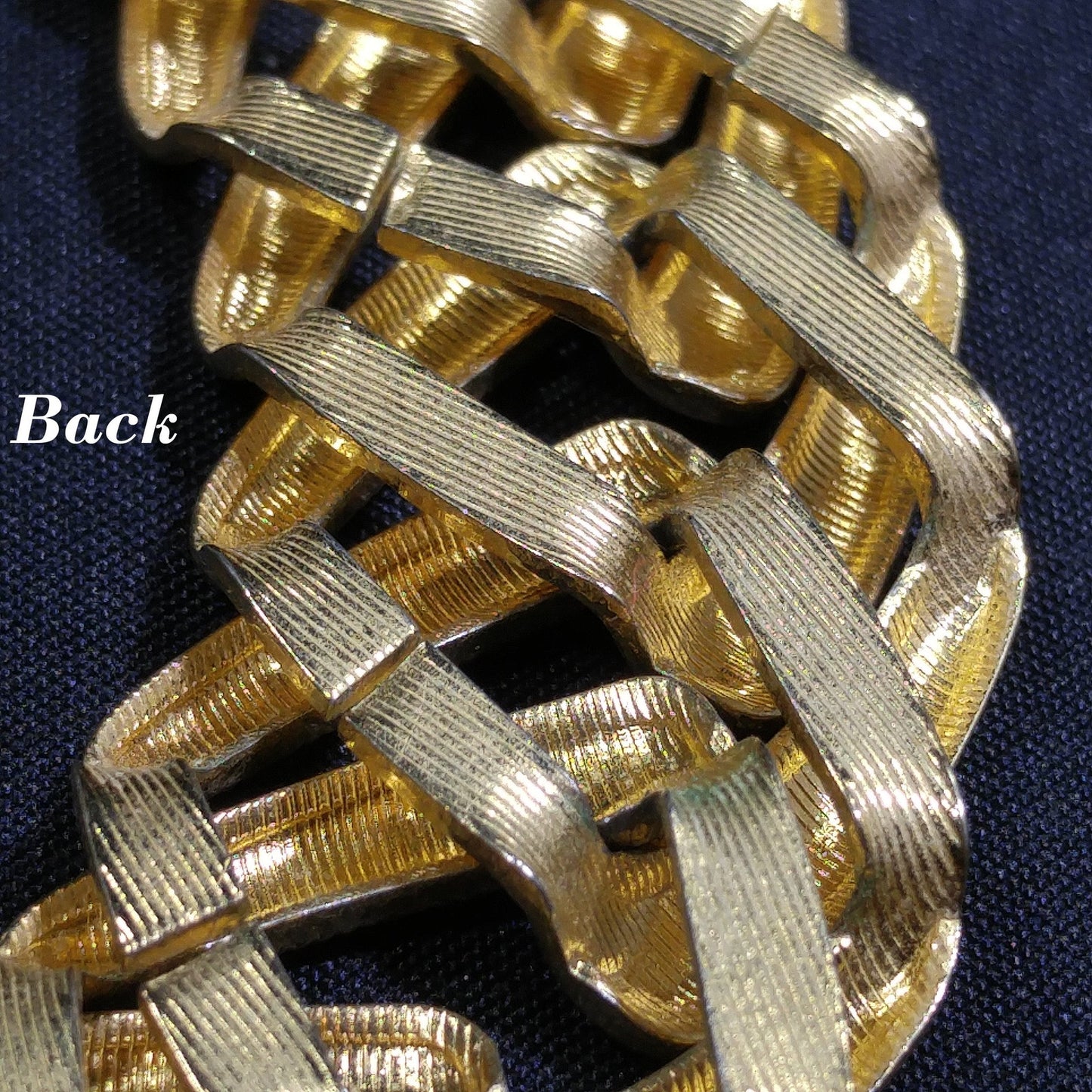 Monet Large Link Wide Necklace, Gold Plated Textured Links, 1960s Vintage Jewelry