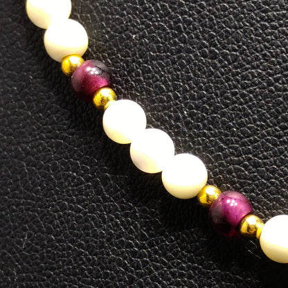 Hobe Garnet Beaded Necklace, Mother of Pearl Beads, Pat 3427691, 1950s Vintage Jewelry